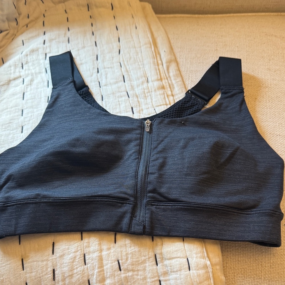 Outdoor Voices Navy Zipper Front Sports Bra